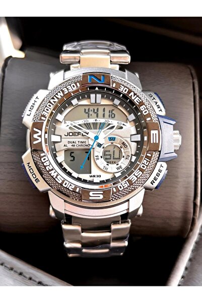 Joefox Steel Cord Digital and Analog 2 Years Warranty 3 Atm Water Resistant Men Wristwatch Joe1.Lc02
