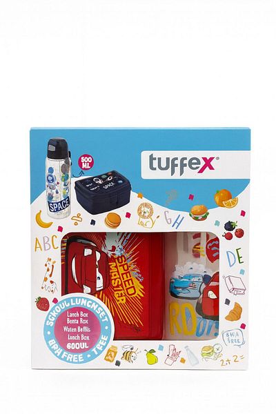 Arn Kids Car Patterned Lunch Box and Water Bottle Set - 500 ml - for School and Picnic