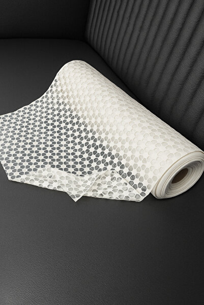 Rona Home Husă transparentă anti-alunecare din PVC – model din dantelă cremă, interior frigider și dulap