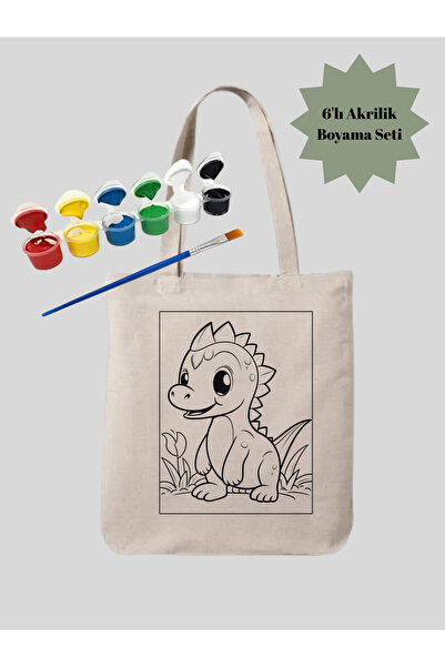 Cemira Boyama Seti Dinazorlu Boyama Çantası Hobi Ham Bez Çanta Boyama Anaokul...