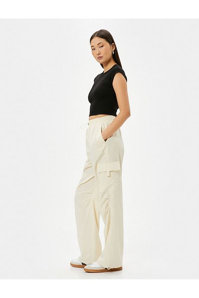 Koton Elastic Wait Cargo Pocket Detail Parachute Pants