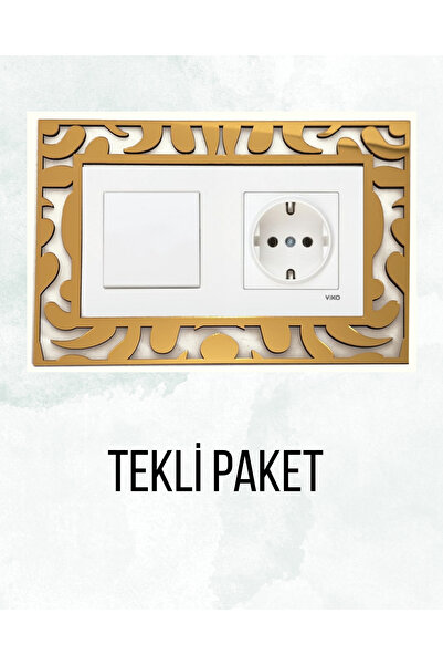 Karenza Home Dekoratif Gold Aynalı Pleksi İkili Priz Çerçevesi Süsü - 20x13 C...