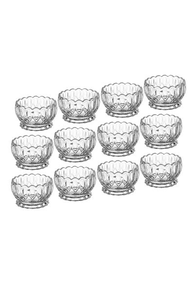 unbranded Set of 12 Glass Bowls with Legs for Nuts, Desserts, and Multipurpose Use - Capacity 147 ml