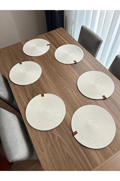 Thalia Home Set of 2 White Color Supla Set American Service 32 cm Diameter Wicker Mesh under Plate