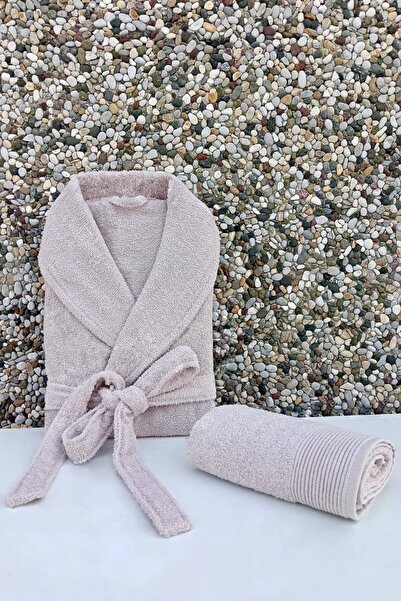 asev tekstil Kadın/Erkek Unısex Şalyaka Bornoz Havlu 2 Parça