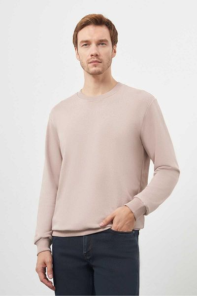Morven Men's Stone Basic Crew Neck Sweat-Shirt