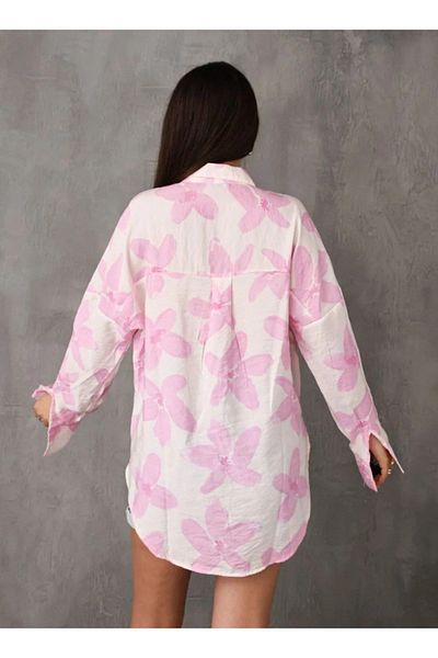 DİMA Standard Pattern Long Sleeve Comfortable Fit Floral Pattern Shirt