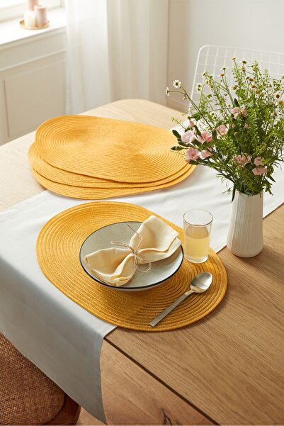 Tchibo 4 Set Oval Place Mat, Beige