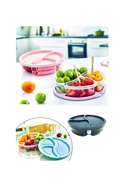 KIZILELMADA 3 Compartment Plastic Storage Container with White Lid – Leakproof and Practical