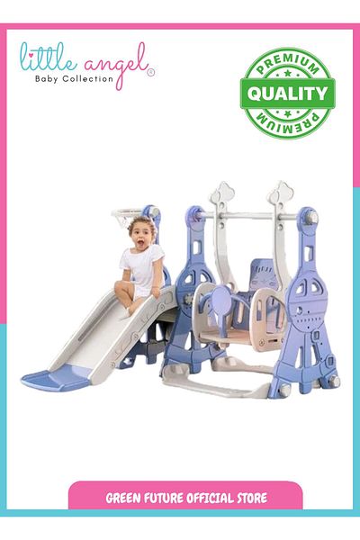 LITTLE ANGEL Kids Slide, Swing and Ball Ring 3-in-1 Playset Indoor & Outdoor Toddler Activity Center