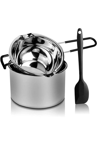Generic Oter 2 Pack Double Boiler Pot Set Stainless Steel Melting Pot with Silicone Spatula for Melting Cho