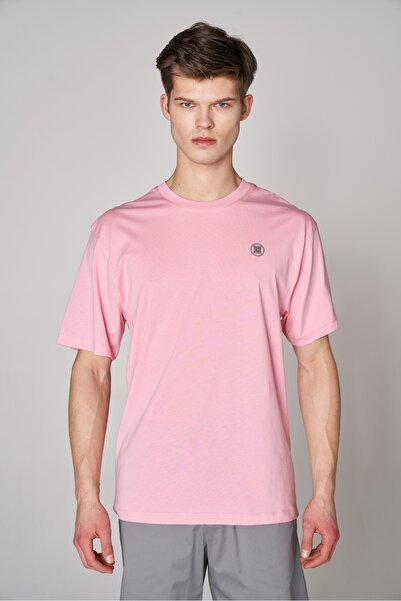 SPORTEMPT Ανδρικό μπλουζάκι με λαιμόκοψη με μεταλλικό λογότυπο ST - Ροζ