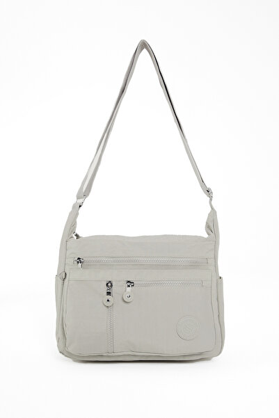 Sanmorris 3056 Kadın Orta Boy 7 Bölmeli Suya Dayanıklı Krinkıl Kumaş Bej Çapr...