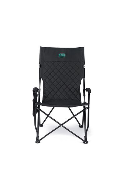 Alrimaya Black Folding Camping Chair with Side Pocket - 100kg