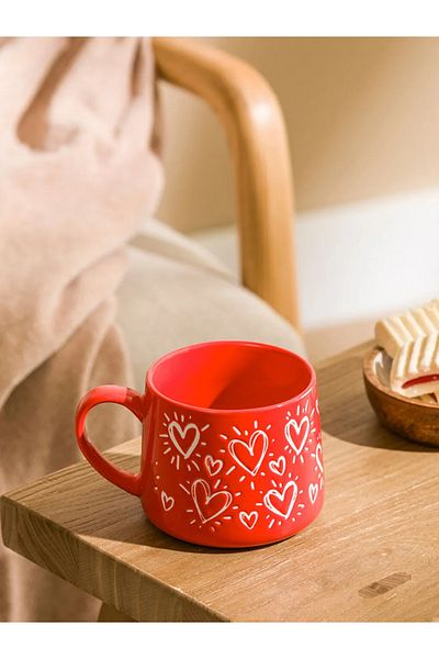LC Waikiki Lcw Home Red Heart Printed Ceramic Mug 310 ml