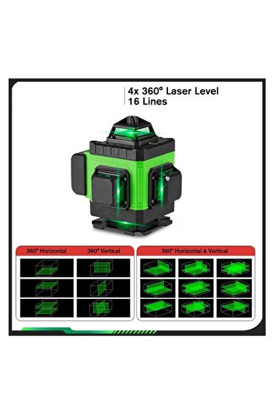 OEM Nivel laser Stuffix cu 16 linii, telecomanda, 2 baterii, verde si negru, 100cm tripied