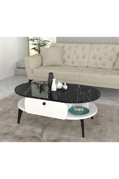 UnicUtil Bold Statement Coffee Table, UnicUtil, 100 x 60 40 cm, Black-White, UUMC13