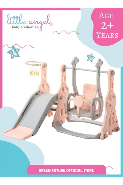 LITTLE ANGEL Kids Slide, Swing and Ball Ring 3-in-1 Playset Indoor & Outdoor Toddler Activity Center