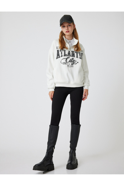 Koton بنطال ضيق أسود للنساء بخصر مرتفع