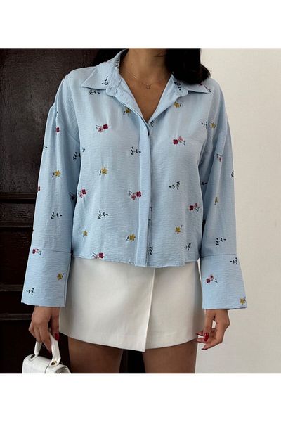 Azda Short Floral Pattern Women's Shirt Md:258
