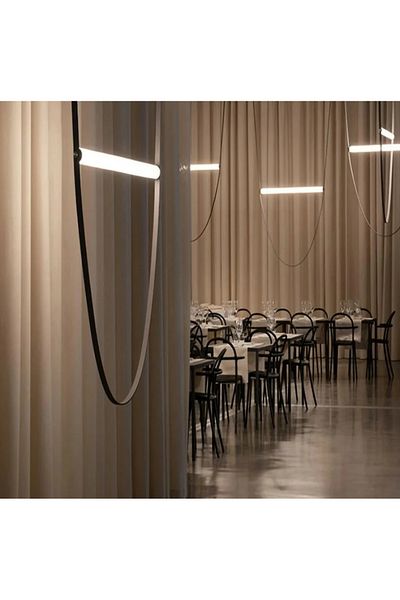 LUXXO LED Chandelier, 15W, Tricolor, Leather and Glass, 60x5x150cm, Modena M