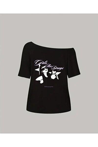 Tarzsokak Bluză neagră pentru femei, cu umerii goi, cu decolteu bărcuță, cu i...