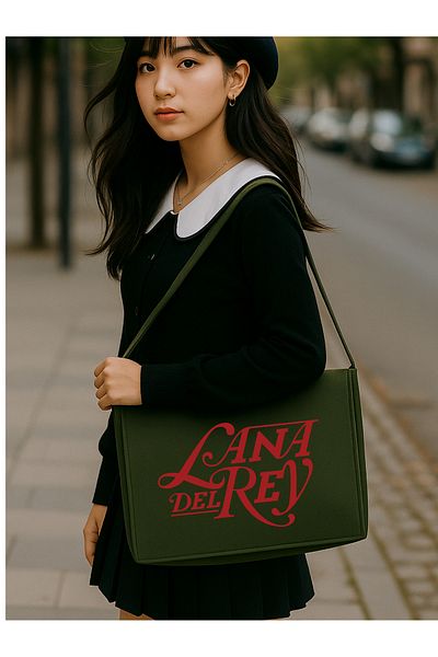 Cemira Lana Del Rey Khaki Canvas Messenger Bag, Laptop Bag, Street Style School Bag