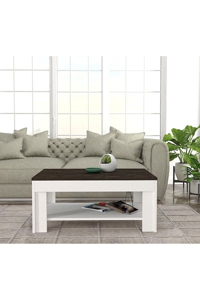 UnicUtil Modern Editon coffee table, 90 x 60 x 40 cm, White-Brown