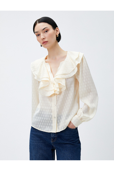 Koton Voluminous Neck Shirt Long Sleeve