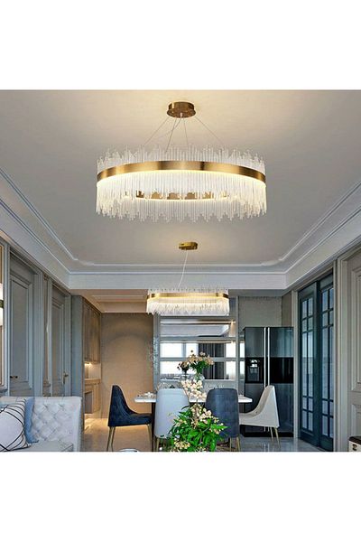 LUXXO Candelabru echipat cu LED, 90W, tricolor, corp aluminiu, decoruri sticla, diametru 100cm, Maxlight