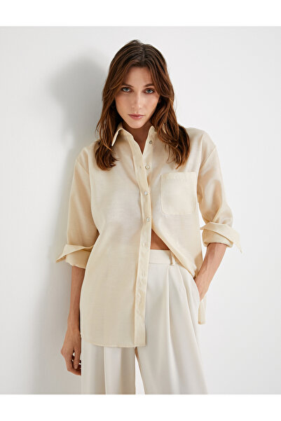 Koton قميص نسائي بيج بأكمام طويلة