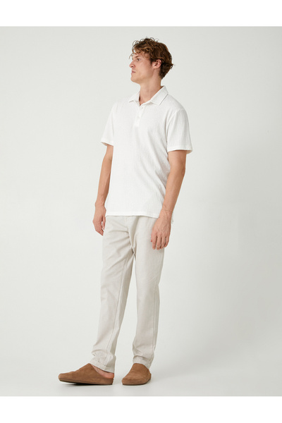 Koton Brown Men's Linen Blend Trousers