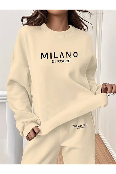 FUFLUNS Milan Printed Unisex Oversize Circle Neck Bottom/Upper Tracksuit Set