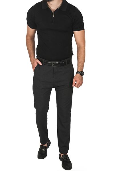 DeepSEA Men's Smoked Italian Cut Lycra Sports Trousers Stretch Fabric Ankle Length Pipe Leg Classic Trousers 25020