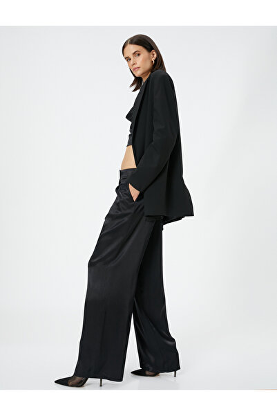 Koton Viscose Medium Rise Wide Leg Trousers