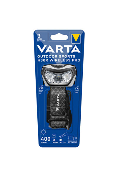Varta Lanterna LED Frontala Reincarcabila Outdoor Sports H30R Wireless Pro, 400 lm, IPX7, Acumulator