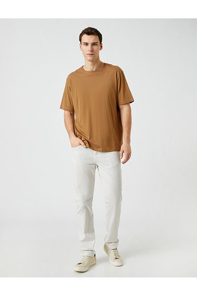 Koton Basic Gabardine Trousers Buttoned Pocket Detail Cotton
