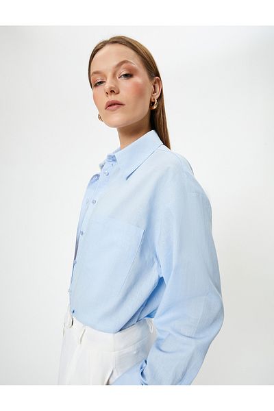 Koton Blue Women's Oversize Linen Shirt