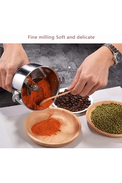 Silver Crest Electric High-Speed Grinder Stainless Steel Powder Mill For Spices, Herbs & Grains 300g