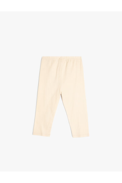 Koton Girl's Beige Basic Ribbed Leggings