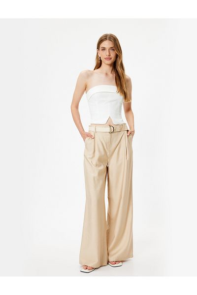 Koton Beige Women's Viscose Palazzo Pants