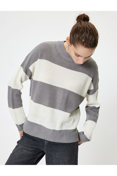 Koton Gray Women's High Neck Sweater