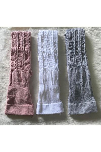 DÜVEN Girl's Knitwear Cotton Patterned 3-Piece Colorful Pantyhose (Pretty Karina Kilotlu Socks)