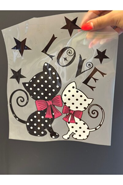 Gönülden Tasarım PISICI CU PUNCTE STICK ON FIER DE FIERĂ IMPRIMARE TRANSFER ARMATA 24X19 CM