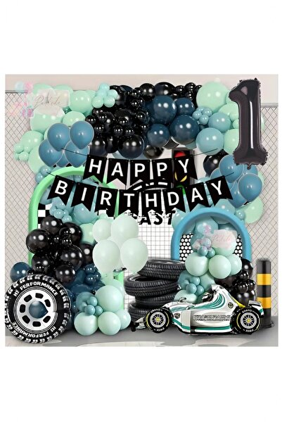 Partile Yarış Arabası Formula Doğum Günü Konsepti Parti Eğlence Kutlama Seti