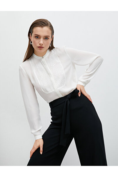 Koton قميص بتفاصيل قماشية ورقبة ماندرين