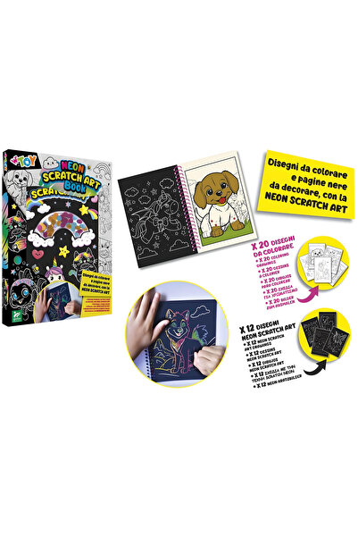 GLOBO Carnet de scris si jurnal, cu foi razuit si colorat, neon, 20 pagini desen