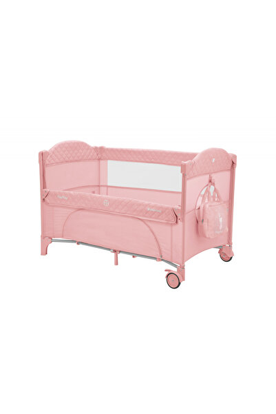 Kikka Boo KikkaBoo Milky Way Pink folding cot with 2 levels, 3-level sliding side, folding