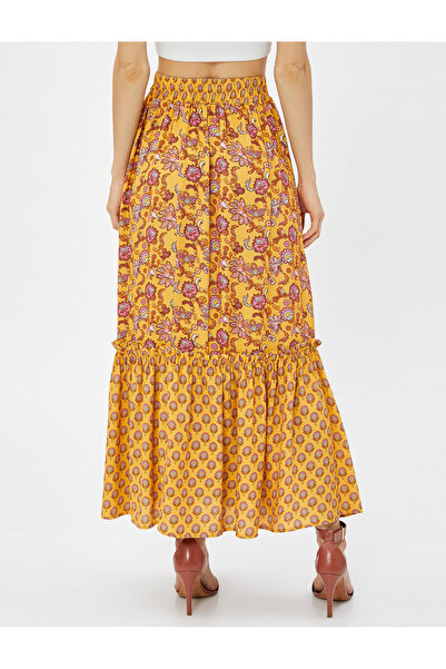 Koton Ethnic Patterned Elastic Waist Maxi Skirt