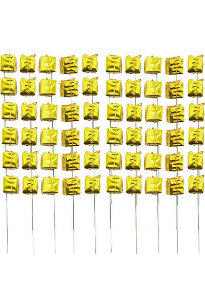 MIJOMA Set of 60 mini gifts on wire for DIY projects Mijoma, metal/foil, gold, 2.5 x 2.5 x 2.5 cm / 10 cm